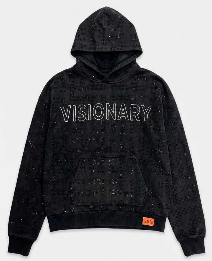 Visionary Rhinestone Hoodie in Black