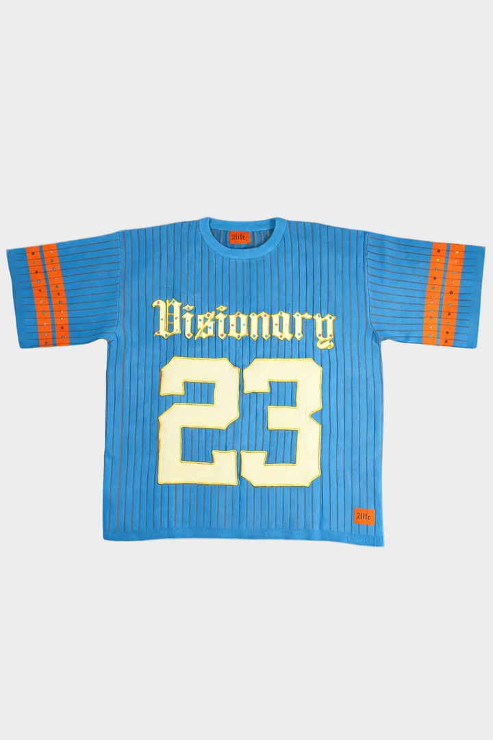 KNIT FOOTBALL JERSEY - BLUE