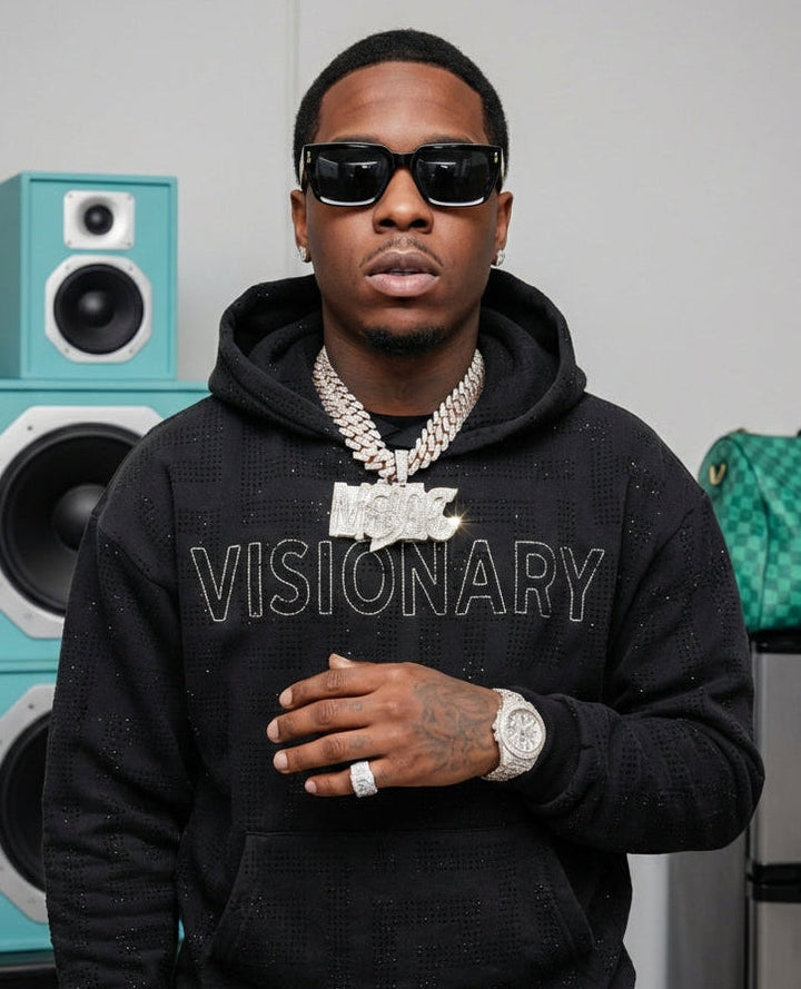 Visionary Rhinestone Hoodie in Black