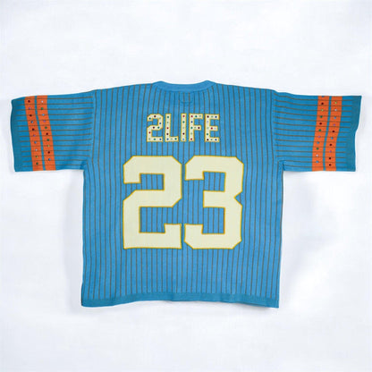 KNIT FOOTBALL JERSEY - BLUE - 2life